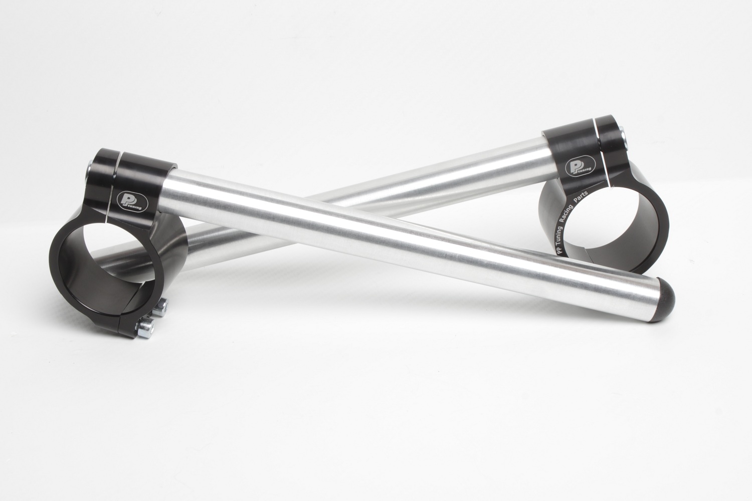 CAFE RACER 50mm CLIP ON HANDLE BARS IN SILVER 