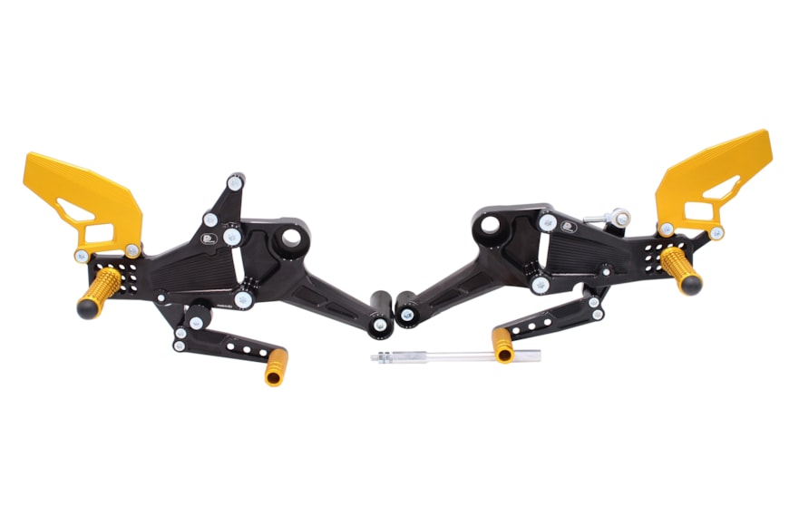 Stupačky Aprilia RS 660 / Tuono 660 (2021-2025), černá/zlatá, RACE CONCEPT