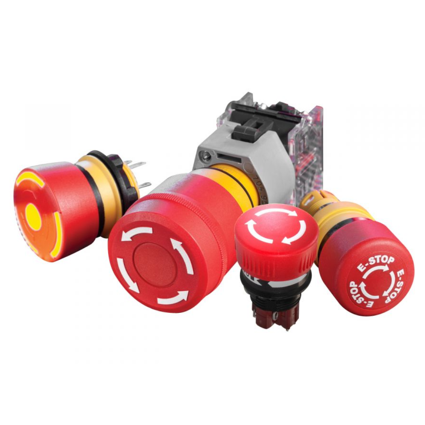 Tlačítka a lankové spínače nouzového zastavení