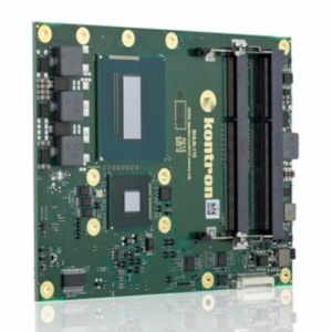 Počítačový modul COM Express s konektorem pro integraci do systémů.