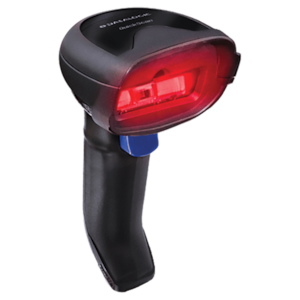 Ruční čtečka čárových kódů Datalogic QuickScan 2200 s červeným snímacím světlem.