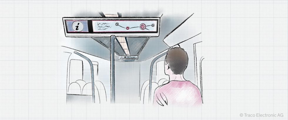 Obrázek 1: Displeje pro cestující v železničních vozech musí odolávat extrémním elektrickým podmínkám.