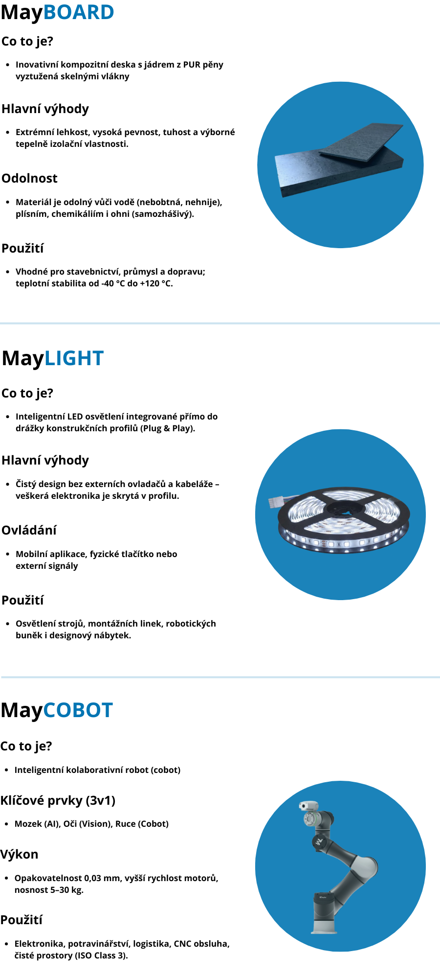 MayBOARD,MayLIGHT,MayCOBOT