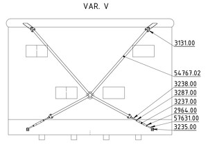 Straining beam for the wall V-cross - K50TT8, K55TTA/X, K60TT/X, K65TTA, K70TT/TTA, K80, K85