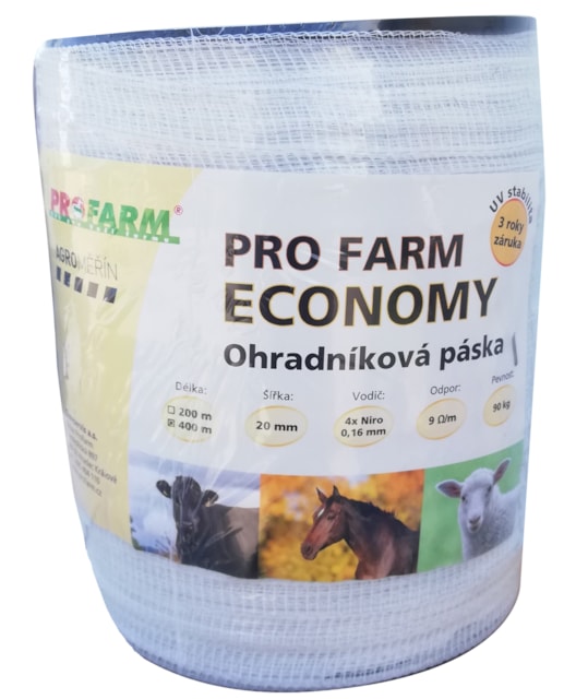 Páska, 20mm, PRO FARM ECONOMY, bílá, 4x0,16 Niro