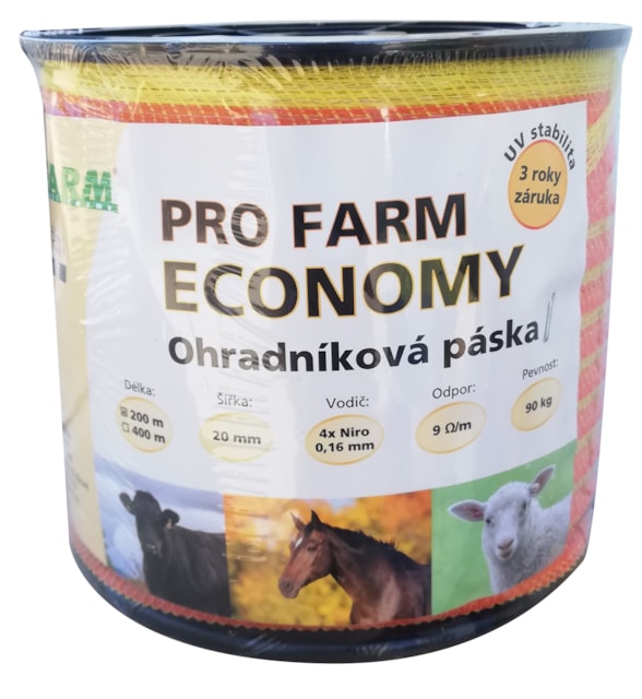 Páska, 20 mm, PRO FARM ECONOMY, žlutooranž, 4x0,16 Niro