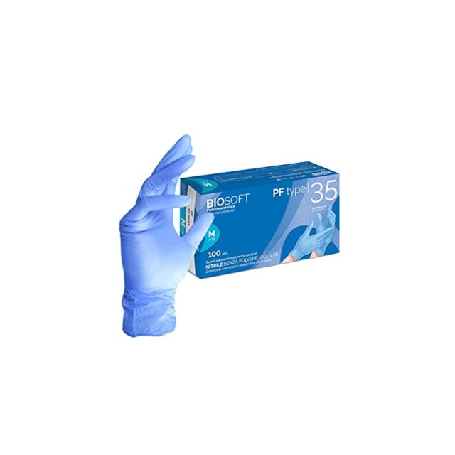 Rukavice nitrilové GLOVELY, AQL 0.65, modré, délka 24 cm, L