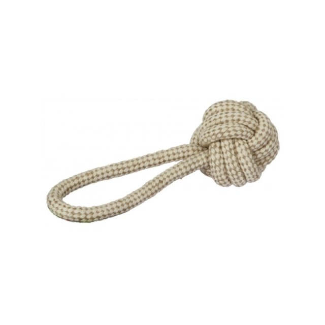 Hračka pro psy - jutové přetahovadlo, balónek na laně, 21 cm