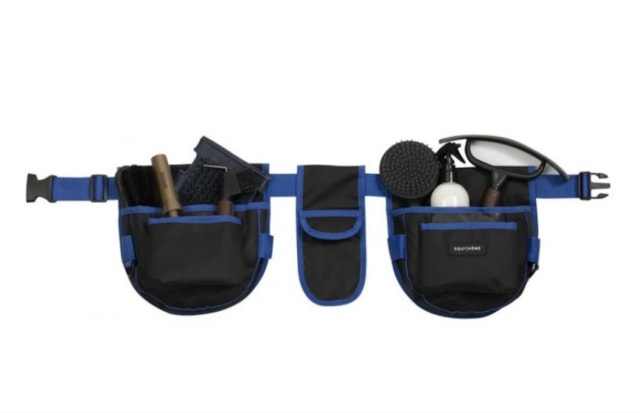 Opasek na čištění na koně EQUITHEME černo/mod.