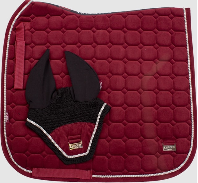 Podsedlová dečka Kentaur SAMET + náušníky bordó drezurní Full