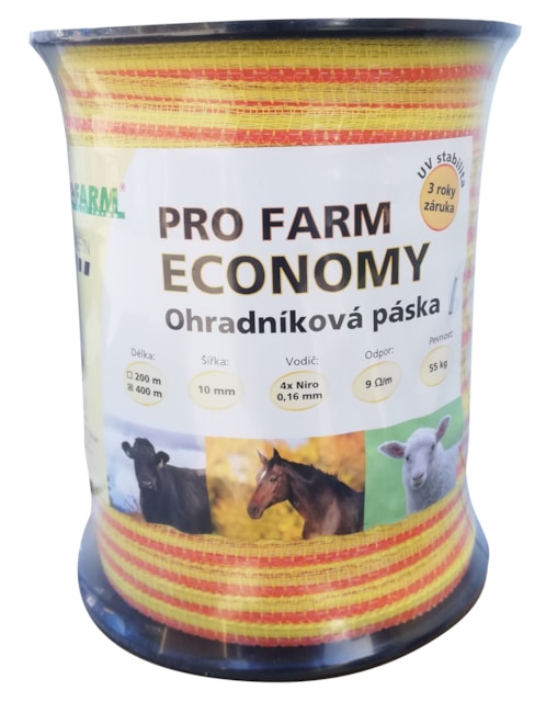 Páska (10 mm x 200 m) - PRO FARM ECONOMY (žlutooranžová),  4 x 0,16 Niro