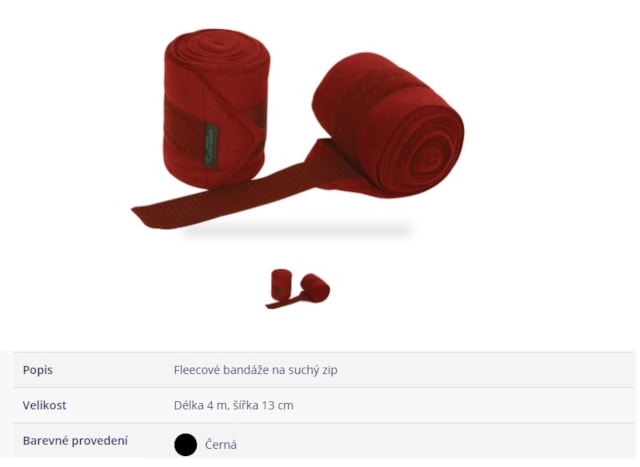 Bandáže fleece Kentaur 2 ks černé 15 cm