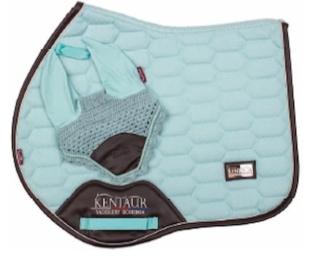 Podsedlová dečka JQ lem koženka + náušníky tyrkysová