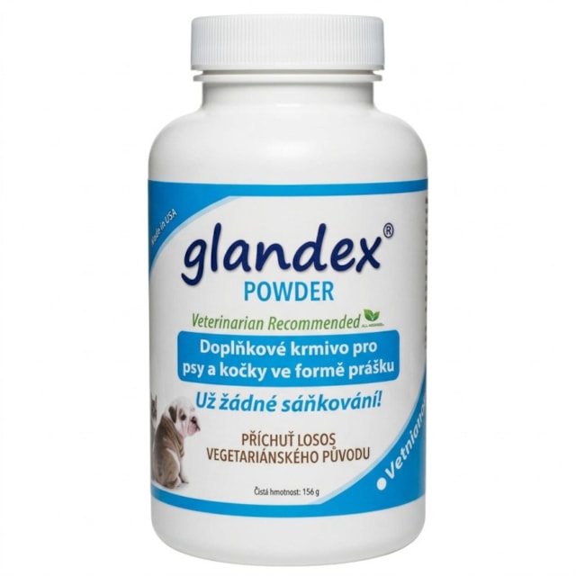 Glandex Powder doplněk stravy pro psy a kočky, s příchutí lososa, 155 g