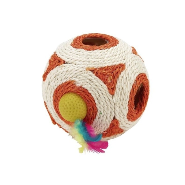 Hračka pro kočky - sisalová koule s chrastítkem 12 cm