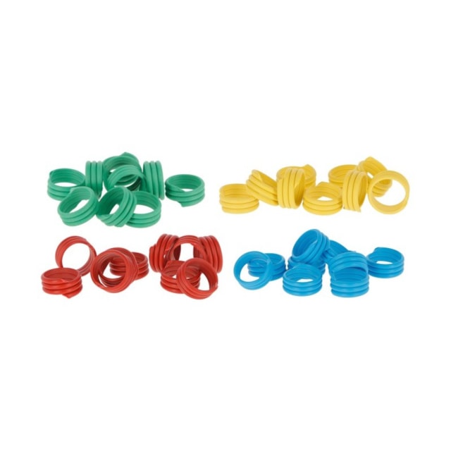 Kroužky na slepice - spirálové, 4 barvy (16 mm, 100 ks)