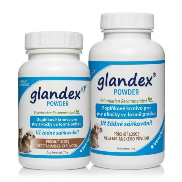Glandex Powder doplněk stravy pro psy a kočky, s příchutí lososa, 70 g