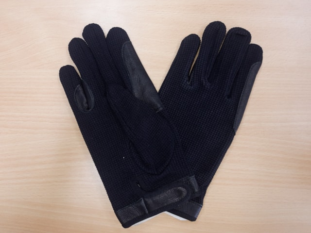 Rukavice jezdecké  pletené - kůže mezi prsty černé L