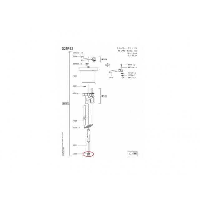 Medikátor Dosatron D25RE2 0,2 - 2% náhradní díly, těsnění plunžrového pístu