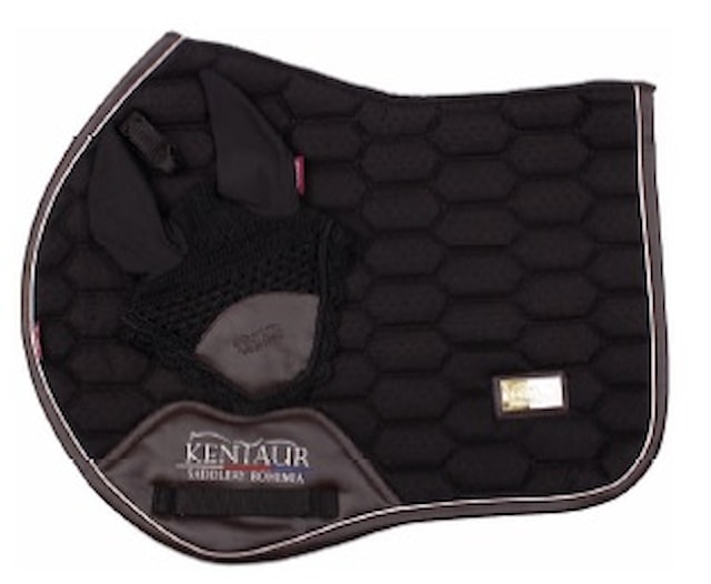 Podsedlová dečka JQ lem koženka + náušníky černá