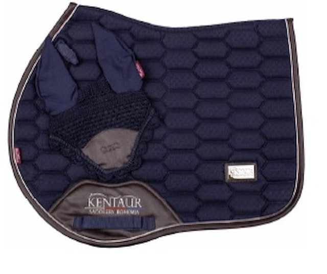 Podsedlová dečka JQ lem koženka + náušníky modrá