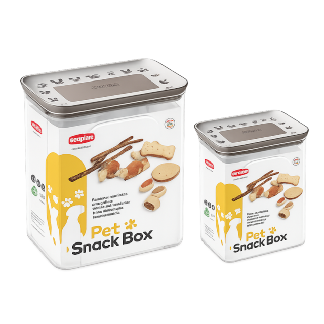 Box na pamlsky pro psy a kočky, krémově bílá/světle hnědá, 1,2l