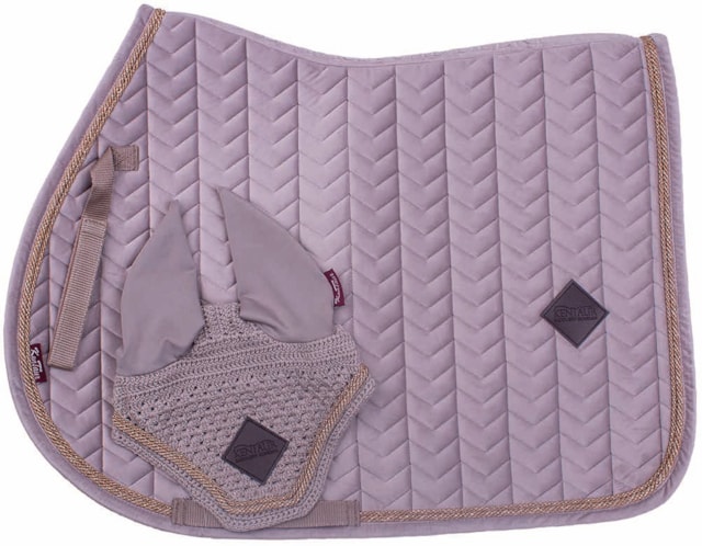 Podsedlová dečka Kentaur sametová, dvě kroucenou šňůrkou + náušníky béžová full