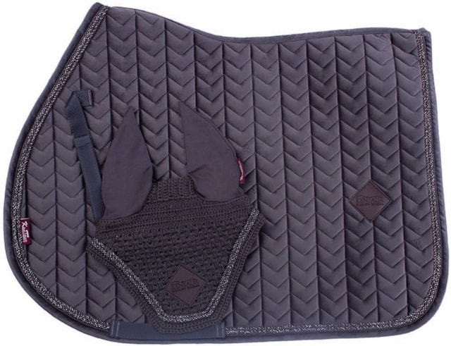 Podsedlová dečka Kentaur sametová, dvě kroucenou šňůrkou + náušníky šedá full