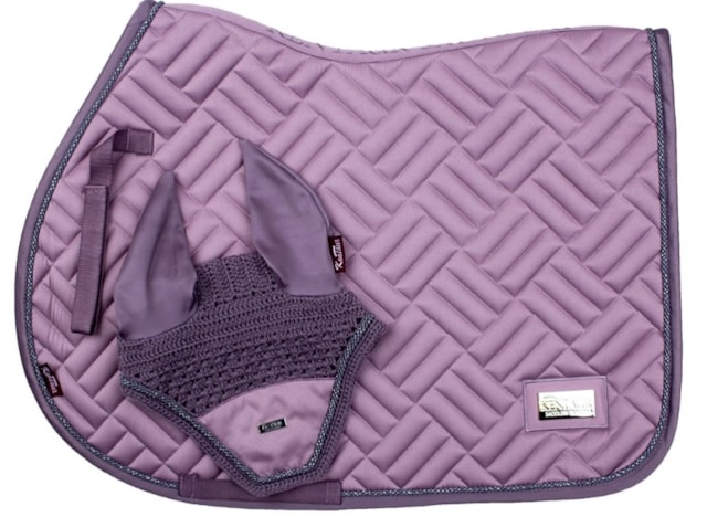 Podsedlová dečka Kentaur SATIN s kroucenou šňůrkou + náušníky lila full