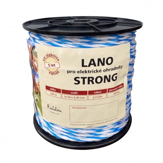 Lano STRONG pro el. ohradník, 4,5 mm, 3x0,40 mm Niro, 200 m