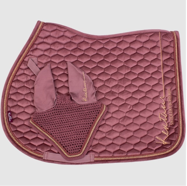 Podsedlová dečka + naušníky samet ROSE GOLD  Full růžová