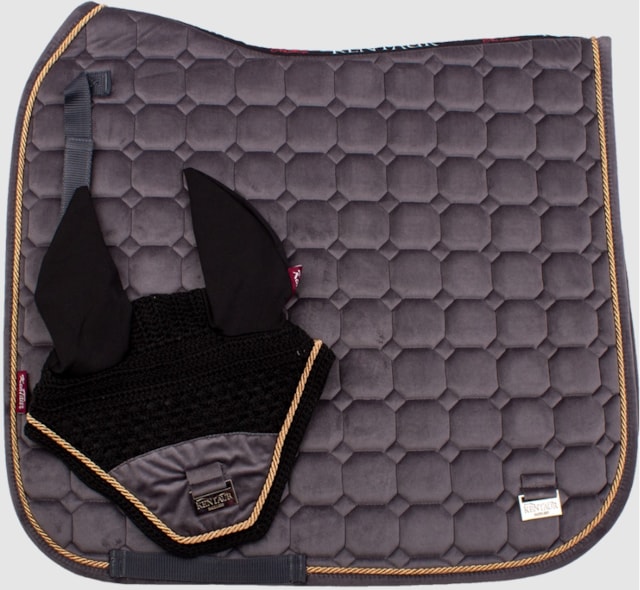 Podsedlová dečka Kentaur SAMET + náušníky šedá drezurní Full