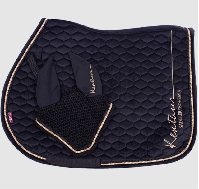 Podsedlová dečka + naušníky samet ROSE GOLD  Full černá