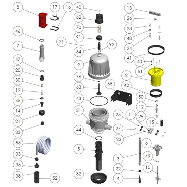 Náhradní díly k medikátoru MixRite, Středový mechanismus k uchycení pružinek, díl č. 10