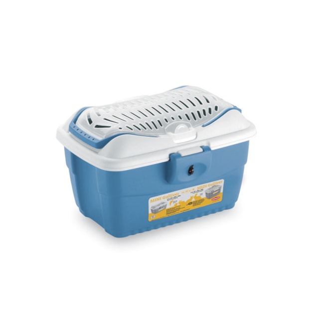 Přepravka Mini Gulliver pro hlodavce, fretky a papoušky, 40x30x24cm, bílá/nordická modrá