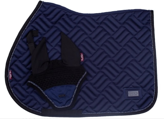 Podsedlová dečka Kentaur SATIN s kroucenou šňůrkou + náušníky modrá full