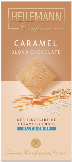 HE Bílá čokoláda s karamelizovaným mléčným práškem, kousky karamelu a solí 80g