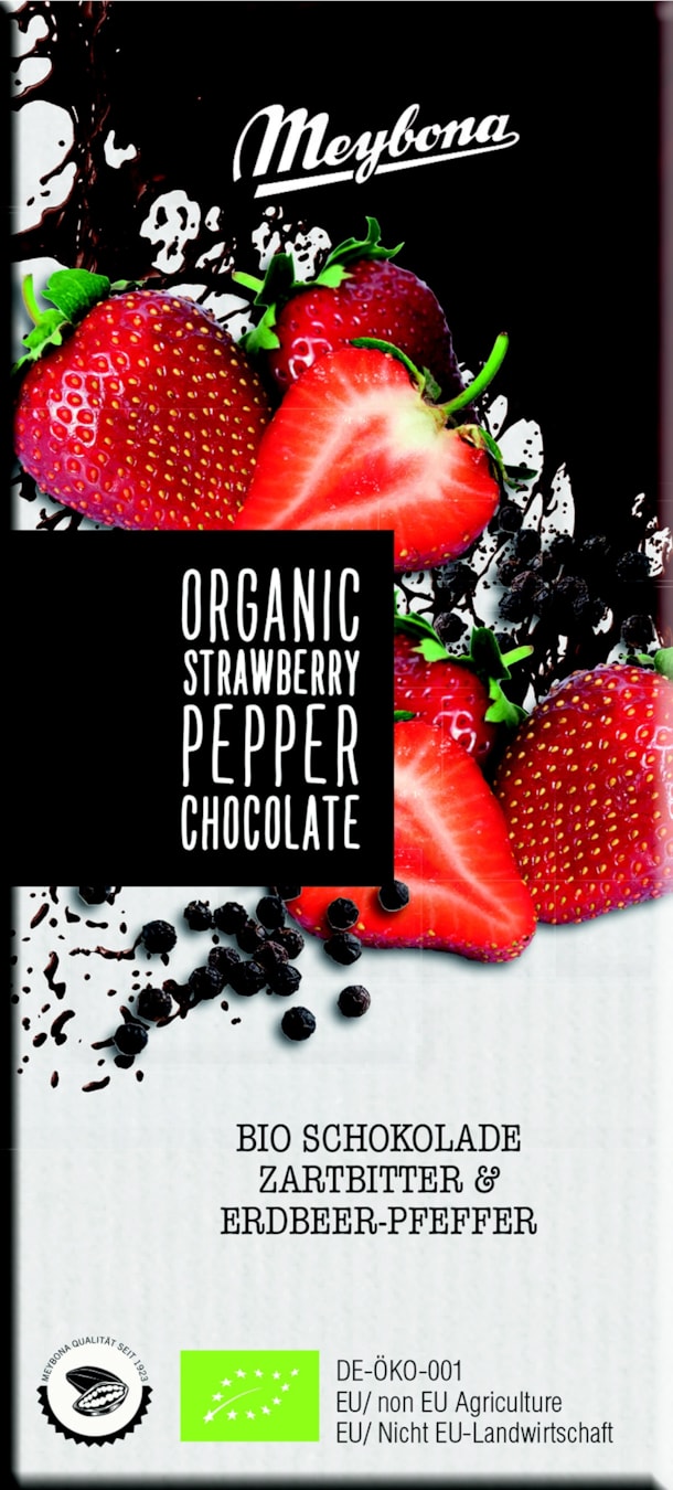 ME BIO hořká čokoláda jahoda-pepř 100g