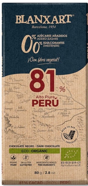 BX Perú 81 % BIO hořká čokoláda bez přidaného cukru a sladidel 80g