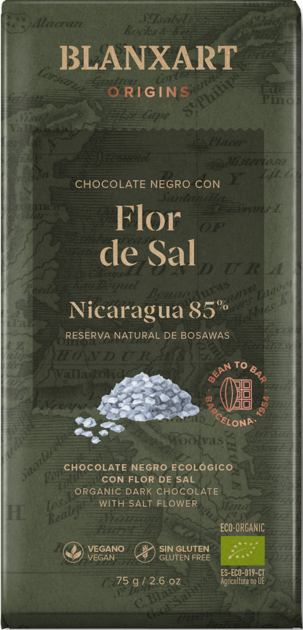 BX Nicaragua 85% BIO hořká čokoláda se solným květem 75g.