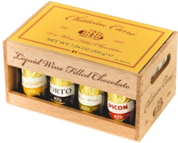 Chateau Carré - čokoládové lahvičky s vínem 200g / dřevo