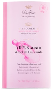 DO Hořká čokoláda 70 % s mořskou solí 70g.