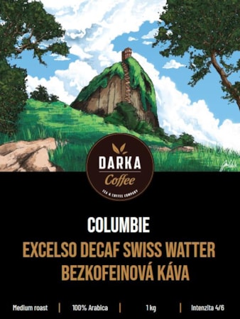 Kolumbie Excelso Decaf Swiss Watter - bezkofeinová káva