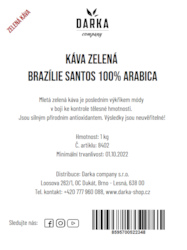 Káva zelená Brazílie Santos 100% ARABICA 2 + 1 kg ZDARMA