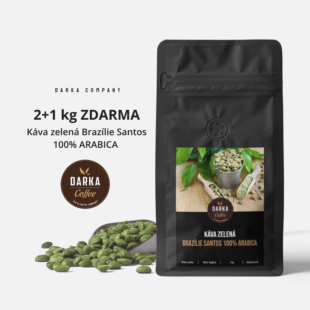 Káva zelená Brazílie Santos 100% ARABICA 2 + 1 kg ZDARMA