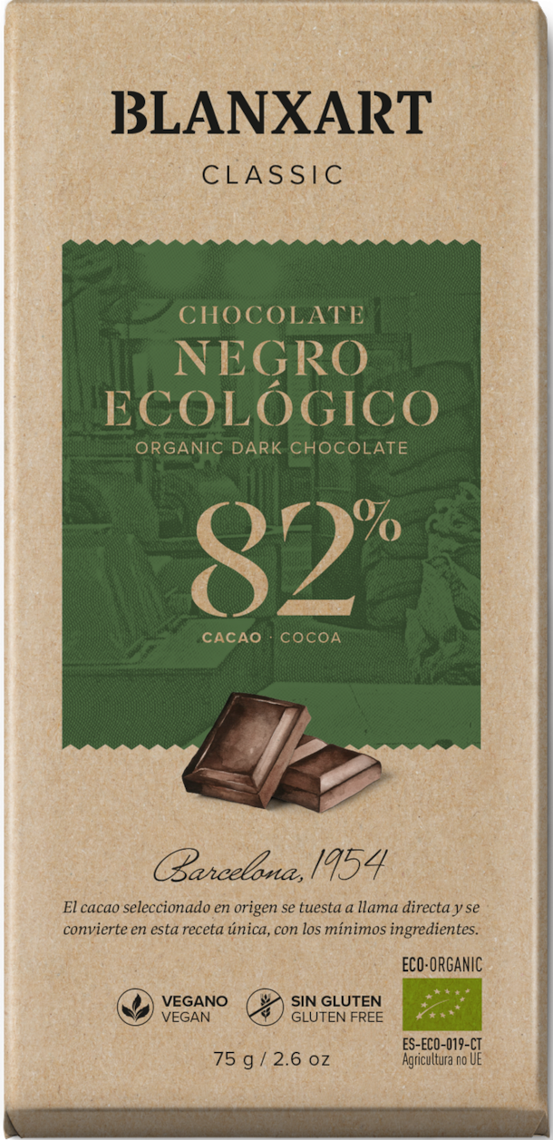 BX BIO hořká 82 % čokoláda 75g.