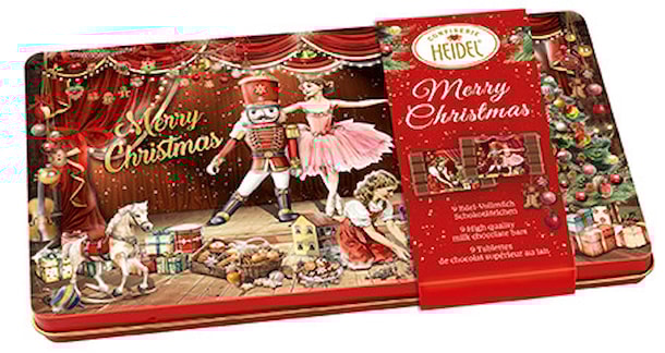 HD "Louskáček" dárkový box mléčné čokolády 90g / plech