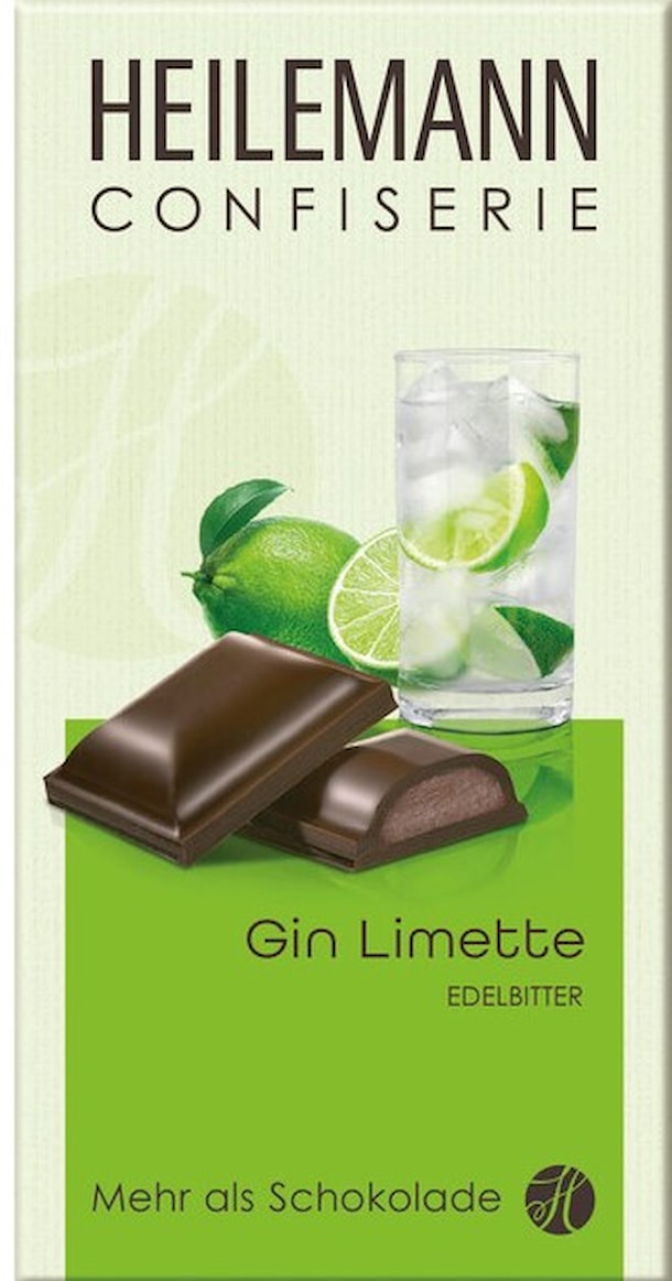 HE hořká čokoláda s náplní Gin a limetka 100g