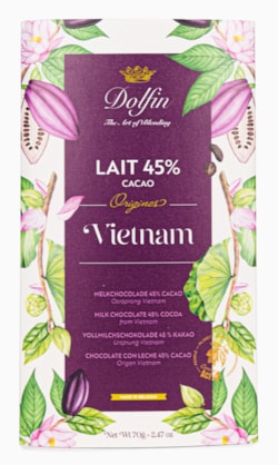 Vietnam - 45 % mléčná čokoláda.