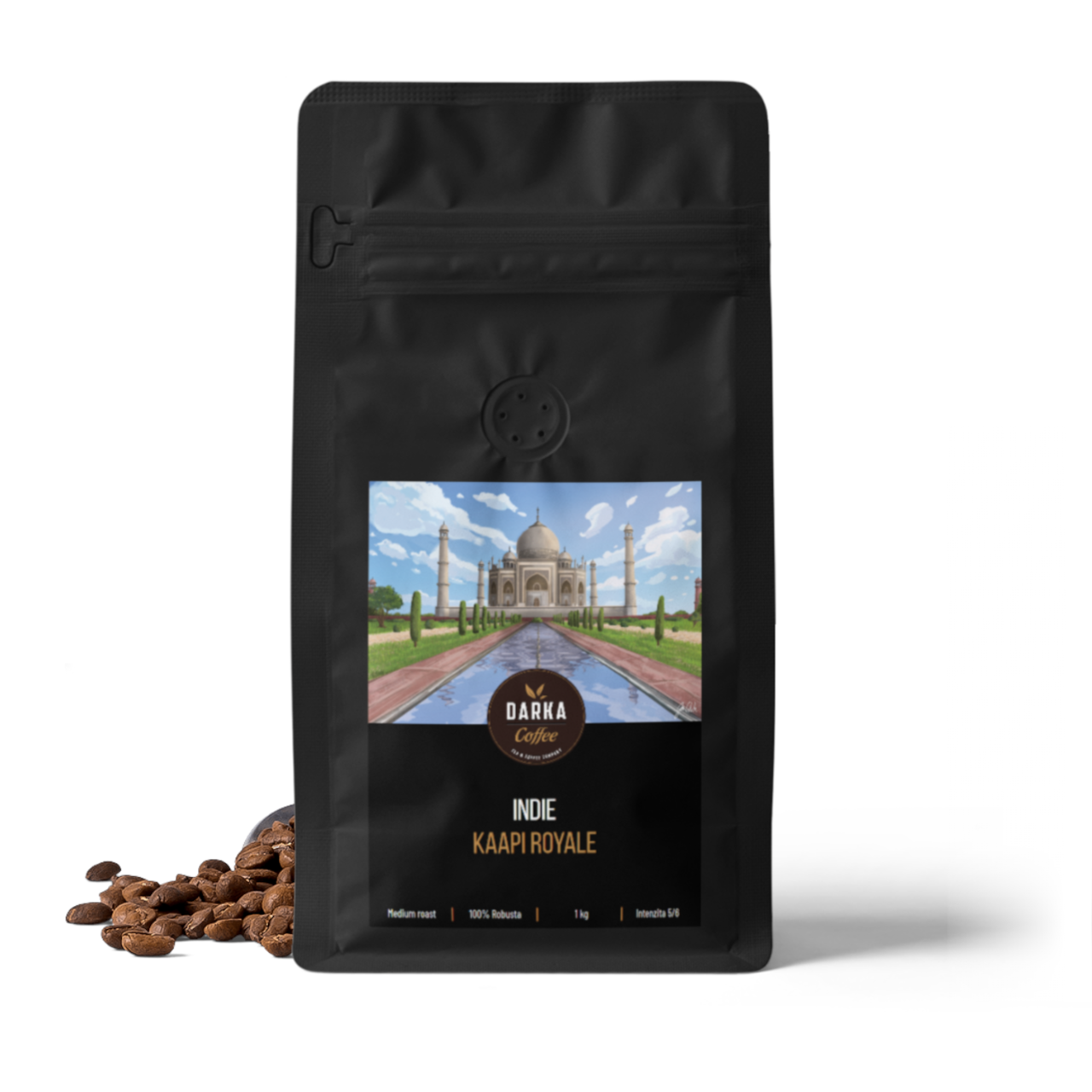 Indie KAAPI Royale Robusta - zrnková káva, balení 200 g